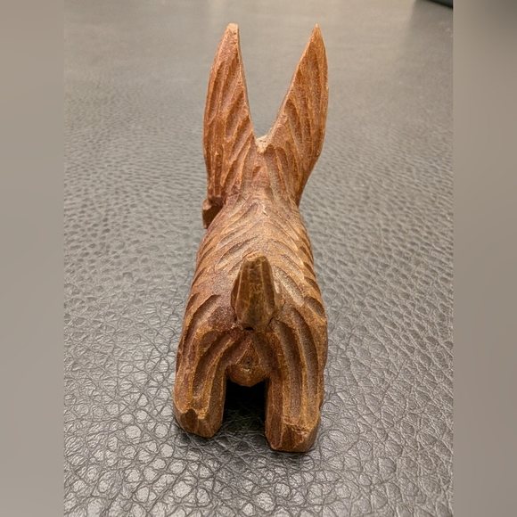 MCM Wood Carved Schnauzer Scotty Dogs Carving Figurine Mid Century 60s Lot Of 2 - Picture 4 of 14